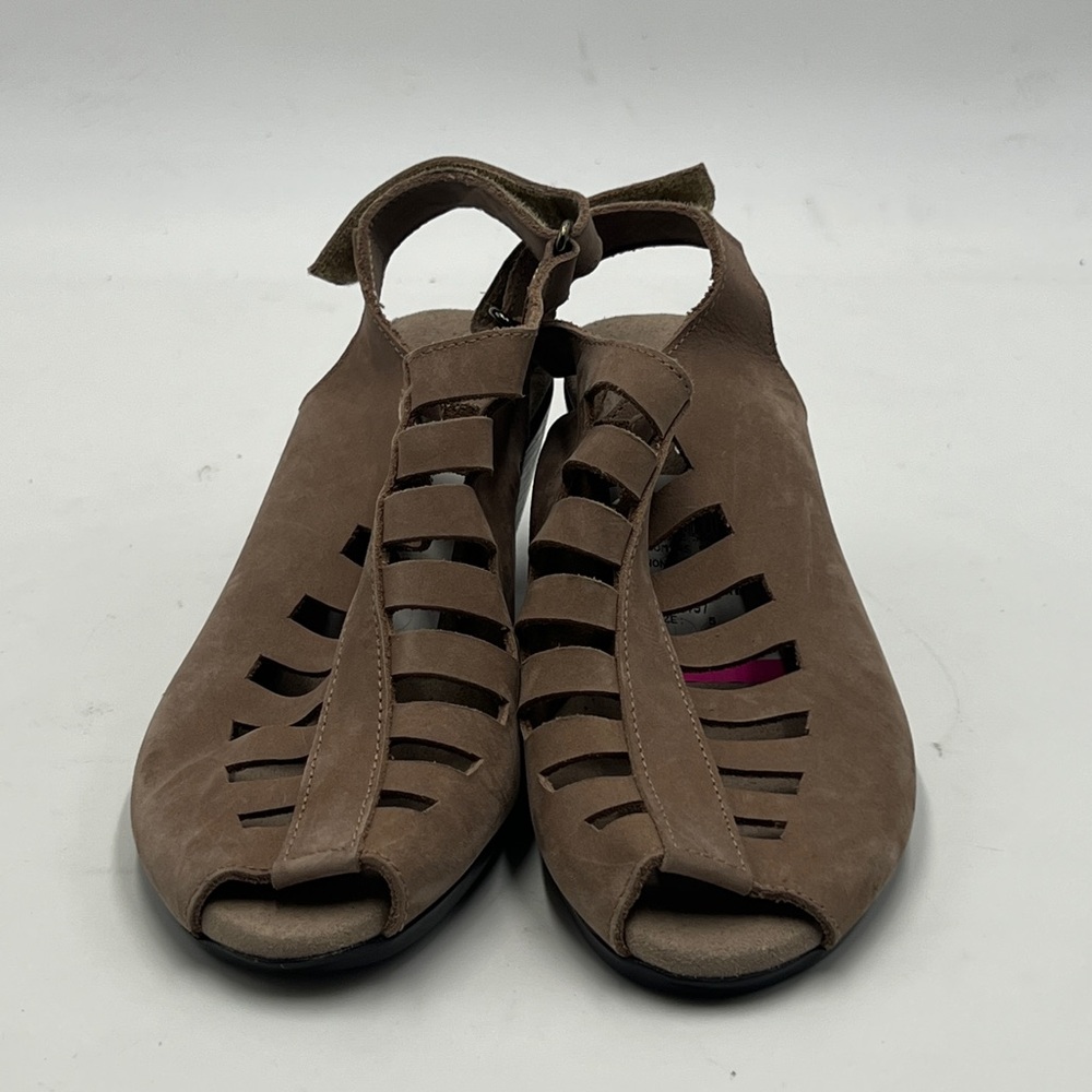 Munro Tan Heels with Perforated Design - Picture 2 of 9